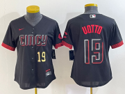 Wholesale Cheap Women's Cincinnati Reds #19 Joey Votto Number Black 2023 City Connect Cool Base Stitched Jersey