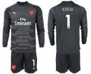 Wholesale Cheap Arsenal #1 Cech Black Long Sleeves Goalkeeper Soccer Country Jersey
