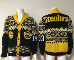 Wholesale Cheap Nike Steelers #33 Black Men\'s Ugly Sweater