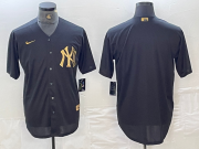 Cheap Men's New York Yankees Blank Black Gold Cool Base Stitched Jersey
