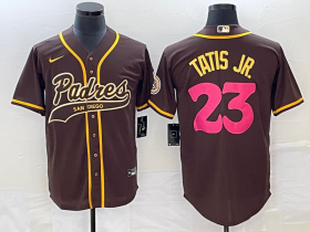 Wholesale Cheap Men\'s San Diego Padres #23 Fernando Tatis Jr Brown NEW 2023 City Connect Cool Base Stitched Jersey