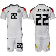 Cheap Men's Germany #22 Ter Stegen White 2024-25 Home Soccer Jersey Suit