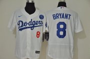 Wholesale Cheap Los Angeles Dodgers #8 Kobe Bryant Men's Nike White Authentic KB Patch MLB Jersey