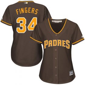 Wholesale Cheap Padres #34 Rollie Fingers Brown Alternate Women\'s Stitched MLB Jersey
