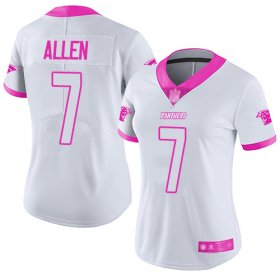 Wholesale Cheap Nike Panthers #7 Kyle Allen White/Pink Women\'s Stitched NFL Limited Rush Fashion Jersey