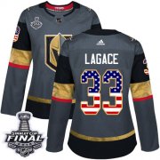 Wholesale Cheap Adidas Golden Knights #33 Maxime Lagace Grey Home Authentic USA Flag 2018 Stanley Cup Final Women's Stitched NHL Jersey