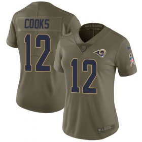 Wholesale Cheap Nike Rams #12 Brandin Cooks Olive Women\'s Stitched NFL Limited 2017 Salute to Service Jersey