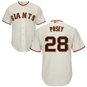 Wholesale Cheap Giants #28 Buster Posey Cream Stitched Youth MLB Jersey