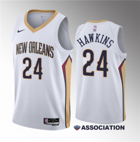 Wholesale Cheap Men\'s New Orleans Pelicans #24 Jordan Hawkins White 2023 Draft Association Edition Stitched Basketball Jersey