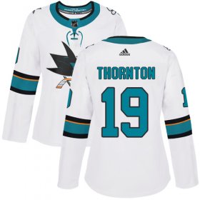 Wholesale Cheap Adidas Sharks #19 Joe Thornton White Road Authentic Women\'s Stitched NHL Jersey