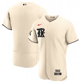 Cheap Men\'s Texas Rangers Blank Cream 2023 City Connect Flex Base Stitched Baseball Jersey