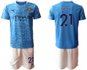 Wholesale Cheap Men 2020-2021 club Manchester City home 21 blue Soccer Jerseys