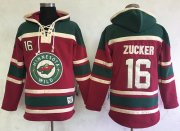 Wholesale Cheap Wild #16 Jason Zucker Red Sawyer Hooded Sweatshirt Stitched NHL Jersey