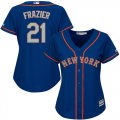 Wholesale Cheap Mets #21 Todd Frazier Blue(Grey NO.) Alternate Women's Stitched MLB Jersey