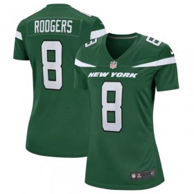 Cheap Women\'s New York Jets #8 Aaron Rodgers Green Stitched Game Football Jersey(Run Small)