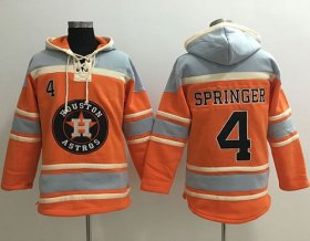Wholesale Cheap Astros #4 George Springer Orange Sawyer Hooded Sweatshirt MLB Hoodie