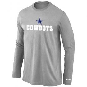 Wholesale Cheap Nike Dallas Cowboys Authentic Logo Long Sleeve NFL T-Shirt Light Grey