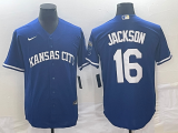 Wholesale Cheap Men's Kansas City Royals #16 Bo Jackson Navy Cool Base Stitched Baseball Jersey