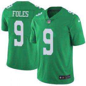 Wholesale Cheap Nike Eagles #9 Nick Foles Green Men\'s Stitched NFL Limited Rush Jersey