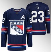 Cheap Men's New York Rangers #23 Adam Fox Navy Stitched Jersey