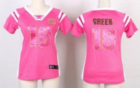 Wholesale Cheap Nike Bengals #18 A.J. Green Pink Women\'s Stitched NFL Elite Draft Him Shimmer Jersey
