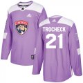 Wholesale Cheap Adidas Panthers #21 Vincent Trocheck Purple Authentic Fights Cancer Stitched Youth NHL Jersey