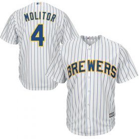 Wholesale Cheap Brewers #4 Paul Molitor White Strip Cool Base Stitched Youth MLB Jersey