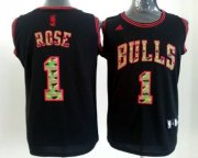 Wholesale Cheap Chicago Bulls #1 Derrick Rose Black Camo Fashion Jersey