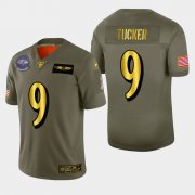 Wholesale Cheap Baltimore Ravens #9 Justin Tucker Men's Nike Olive Gold 2019 Salute to Service Limited NFL 100 Jersey