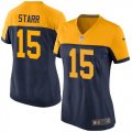 Wholesale Cheap Nike Packers #15 Bart Starr Navy Blue Alternate Women's Stitched NFL New Elite Jersey
