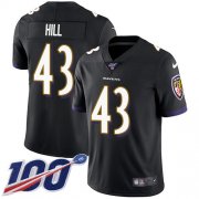 Wholesale Cheap Nike Ravens #43 Justice Hill Black Alternate Youth Stitched NFL 100th Season Vapor Untouchable Limited Jersey