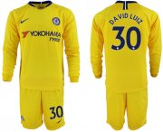 Wholesale Cheap Chelsea #30 David Luiz Away Long Sleeves Soccer Club Jersey