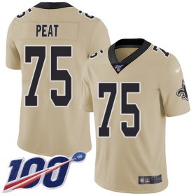 Wholesale Cheap Nike Saints #75 Andrus Peat Gold Men\'s Stitched NFL Limited Inverted Legend 100th Season Jersey