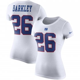 Wholesale Cheap Nike New York Giants #26 Saquon Barkley Women\'s Color Rush 2.0 Name & Number Performance T-Shirt White