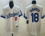 Cheap Men's Los Angeles Dodgers #18 Yoshinobu Yamamoto Number White 2021 City Connect Cool Base Stitched Jersey