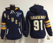 Wholesale Cheap St. Louis Blues #91 Vladimir Tarasenko Navy Blue Women's Old Time Heidi NHL Hoodie