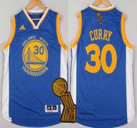 Wholesale Cheap Golden State Warriors #30 Stephen Curry Revolution 30 Swingman 2014 New Blue Jersey With 2015 Finals Champions Patch