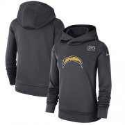 Wholesale Cheap Women's Los Angeles Chargers Nike Anthracite Crucial Catch Performance Pullover Hoodie