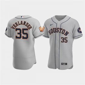 Wholesale Cheap Men\'s Houston Astros #35 Justin Verlander Gray 60th Anniversary Flex Base Stitched Baseball Jersey