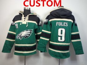 Wholesale Cheap Men\'s Philadelphia Eagles Custom 2014 Dark Green Hoodie