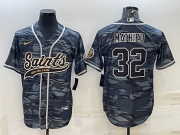 Wholesale Cheap Men's New Orleans Saints #32 Tyrann Mathieu Grey Camo With Patch Cool Base Stitched Baseball Jersey