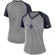 Wholesale Cheap Women's Dallas Cowboys Nike Gray-Navy Top V-Neck T-Shirt