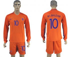 Wholesale Cheap Holland #10 Wijnaldum Home Long Sleeves Soccer Country Jersey