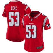 Cheap Nike Patriots #53 Josh Uche Red Women's Stitched NFL Limited Inverted Legend Jersey