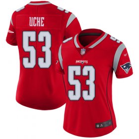 Cheap Nike Patriots #53 Josh Uche Red Women\'s Stitched NFL Limited Inverted Legend Jersey