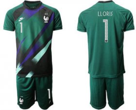 Wholesale Cheap France 1 LLORIS Green Goalkeeper UEFA Euro 2020 Soccer Jersey