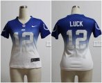 Wholesale Cheap Nike Colts #12 Andrew Luck Royal Blue/White Women's Stitched NFL Elite Fadeaway Fashion Jersey