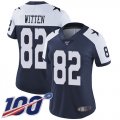 Wholesale Cheap Nike Cowboys #82 Jason Witten Navy Blue Thanksgiving Women's Stitched NFL 100th Season Vapor Throwback Limited Jersey