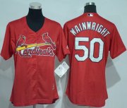 Wholesale Cheap Cardinals #50 Adam Wainwright Red Women's Alternate Stitched MLB Jersey