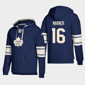 Wholesale Cheap Toronto Maple Leafs #16 Mitchell Marner Blue adidas Lace-Up Pullover Hoodie